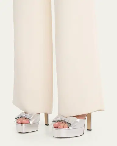 Valentino Garavani 130mm Bowow Metallic Leather Platform Sandals | Thumbnail 2 Valentino Garavani 130mm Bowow Metallic Leather Platform Sandals | Thumbnail 2