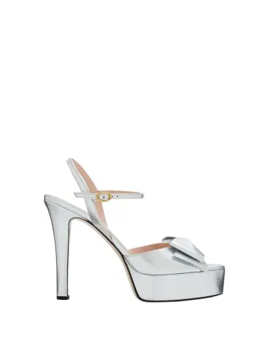 Valentino Garavani 130mm Bowow Metallic Leather Platform Sandals | Thumbnail 1 Valentino Garavani 130mm Bowow Metallic Leather Platform Sandals | Thumbnail 1