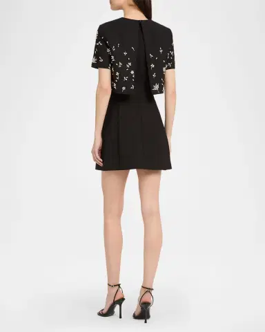 Oscar de la Renta Crystal Short-Sleeve Bolero Mini Dress | Thumbnail 3