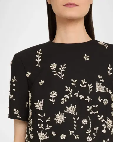 Oscar de la Renta Crystal Short-Sleeve Bolero Mini Dress | Thumbnail 5