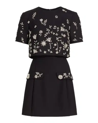 Oscar de la Renta Crystal Short-Sleeve Bolero Mini Dress | Thumbnail 1
