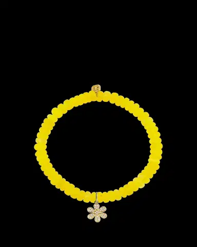 Sydney Evan 14K Diamond Pave Daisy on Yellow Opal Bracelet | Thumbnail 2