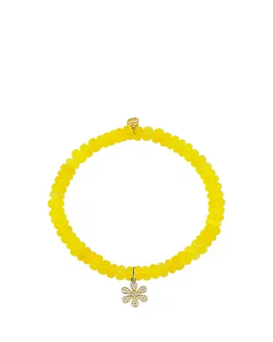Sydney Evan 14K Diamond Pave Daisy on Yellow Opal Bracelet | Thumbnail 1