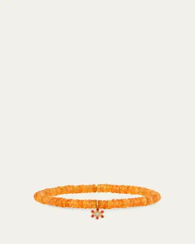Sydney Evan 14K Evil Eye Flower on Orange Spessartite Bracelet | Thumbnail 2