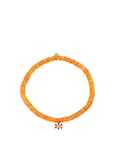 Sydney Evan 14K Evil Eye Flower on Orange Spessartite Bracelet | Thumbnail 1