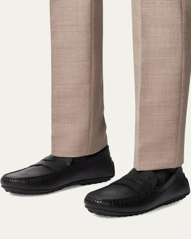 Tod's Men's Leather Moc-Toe Penny Loafers | Thumbnail 2