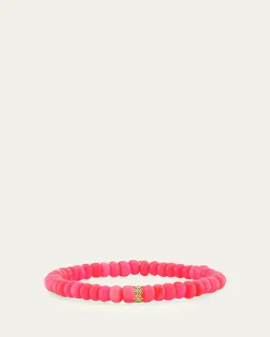 Sydney Evan 14K Diamond Daisy Rondelle on Pink Opal Bracelet | Thumbnail 2 Sydney Evan 14K Diamond Daisy Rondelle on Pink Opal Bracelet | Thumbnail 2