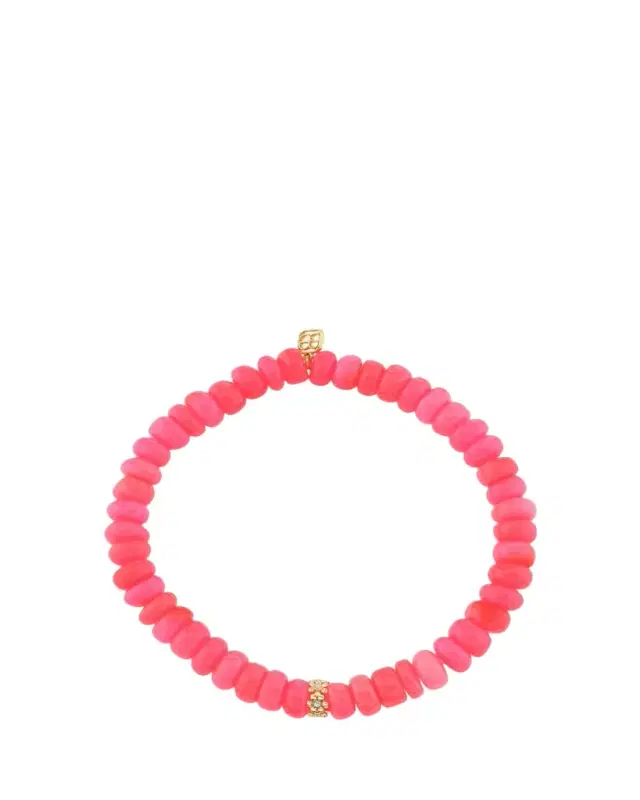 Sydney Evan 14K Diamond Daisy Rondelle on Pink Opal Bracelet