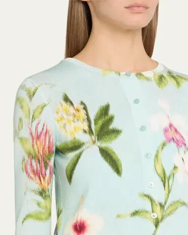 Oscar de la Renta Dominican Floral-Print Crewneck Cardigan | Thumbnail 5 Oscar de la Renta Dominican Floral-Print Crewneck Cardigan | Thumbnail 5