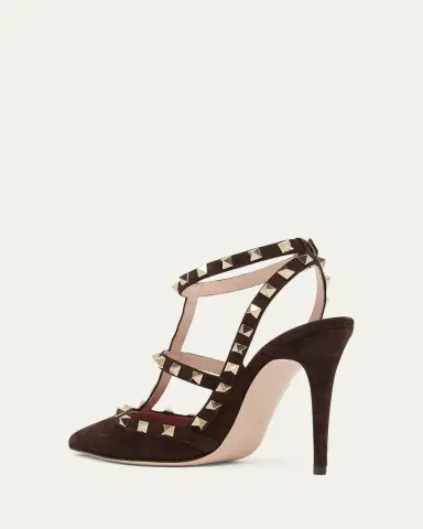 Valentino Garavani 100mm Rockstud Suede Ankle-Strap Pumps | Thumbnail 2 Valentino Garavani 100mm Rockstud Suede Ankle-Strap Pumps | Thumbnail 2