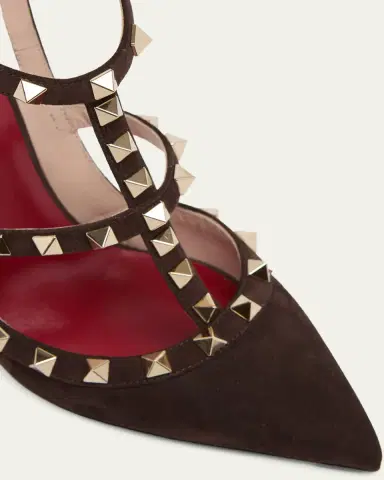 Valentino Garavani 100mm Rockstud Suede Ankle-Strap Pumps | Thumbnail 3 Valentino Garavani 100mm Rockstud Suede Ankle-Strap Pumps | Thumbnail 3