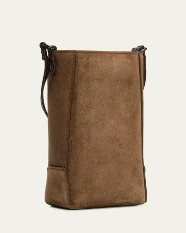 Brunello Cucinelli Mini Suede Phone Crossbody Bag with Monili Beading | Thumbnail 3 Brunello Cucinelli Mini Suede Phone Crossbody Bag with Monili Beading | Thumbnail 3