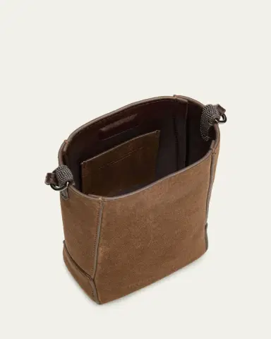 Brunello Cucinelli Mini Suede Phone Crossbody Bag with Monili Beading | Thumbnail 4 Brunello Cucinelli Mini Suede Phone Crossbody Bag with Monili Beading | Thumbnail 4