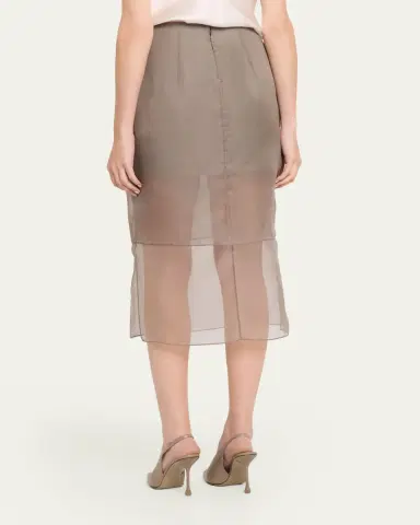 Brandon Maxwell Brett Layered Silk Organza Midi Pencil Skirt | Thumbnail 3 Brandon Maxwell Brett Layered Silk Organza Midi Pencil Skirt | Thumbnail 3