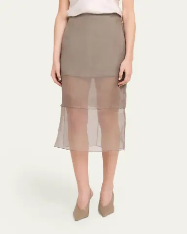 Brandon Maxwell Brett Layered Silk Organza Midi Pencil Skirt | Thumbnail 4 Brandon Maxwell Brett Layered Silk Organza Midi Pencil Skirt | Thumbnail 4
