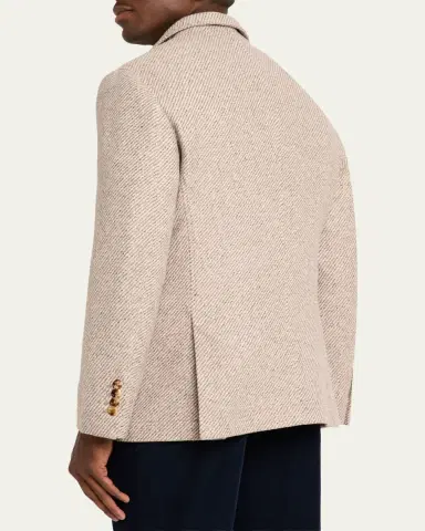 Brunello Cucinelli Men's Cashmere and Silk Diagonal Stripe Sport Coat | Thumbnail 3