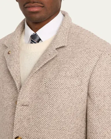 Brunello Cucinelli Men's Cashmere and Silk Diagonal Stripe Sport Coat | Thumbnail 5