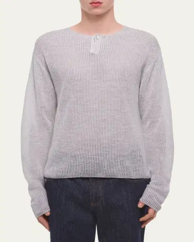 Helmut Lang Men's Waffle-Knit Henley T-Shirt | Thumbnail 4 Helmut Lang Men's Waffle-Knit Henley T-Shirt | Thumbnail 4