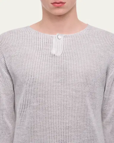 Helmut Lang Men's Waffle-Knit Henley T-Shirt | Thumbnail 5 Helmut Lang Men's Waffle-Knit Henley T-Shirt | Thumbnail 5