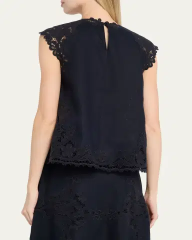 Ulla Johnson Amelie Embroidered Linen-Blend Top | Thumbnail 3