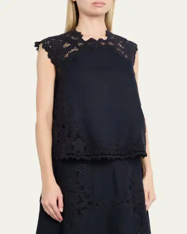 Ulla Johnson Amelie Embroidered Linen-Blend Top | Thumbnail 4