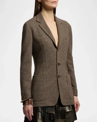 Ralph Lauren Collection Hailey Broken-Twill Jersey Jacket | Thumbnail 3 Ralph Lauren Collection Hailey Broken-Twill Jersey Jacket | Thumbnail 3