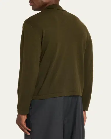 OFFICINE GÉNÉRALE Men's Merino Wool Long-Sleeve Polo Shirt | Thumbnail 3