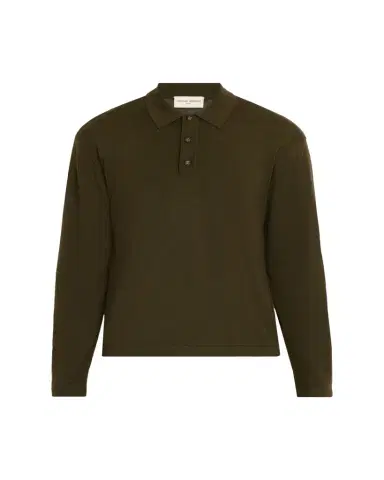 OFFICINE GÉNÉRALE Men's Merino Wool Long-Sleeve Polo Shirt | Thumbnail 1