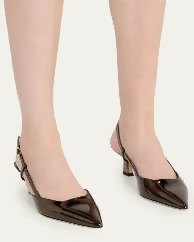 Stuart Weitzman Vinnie Metallic Kitten Slingback Pumps | Thumbnail 5