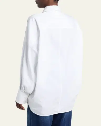 Stella McCartney Lace-Paneled Poplin Button-Down Shirt | Thumbnail 3