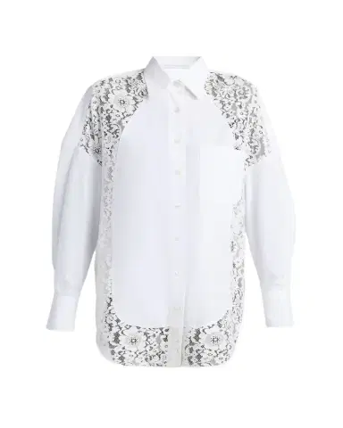Stella McCartney Lace-Paneled Poplin Button-Down Shirt | Thumbnail 1