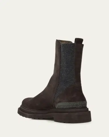 Brunello Cucinelli 15MM Suede Ankle Boots W/ Monili | Thumbnail 4 Brunello Cucinelli 15MM Suede Ankle Boots W/ Monili | Thumbnail 4
