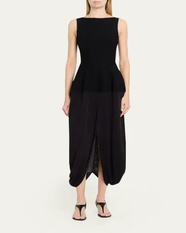Proenza Schouler Sukki Sleeveless Draped Cocoon Midi Dress | Thumbnail 2 Proenza Schouler Sukki Sleeveless Draped Cocoon Midi Dress | Thumbnail 2