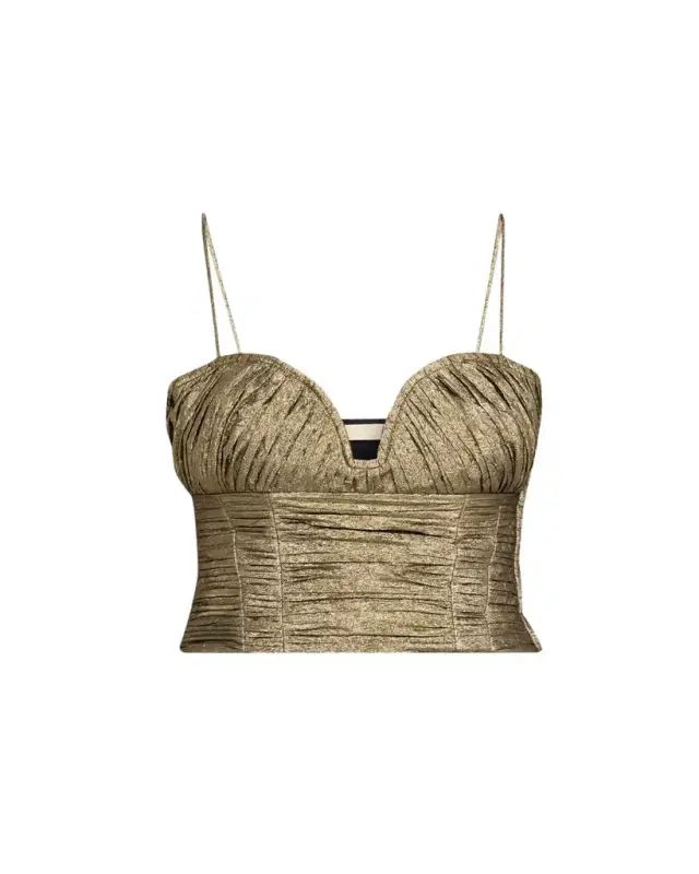Vina Metallic Taffeta Crop Top
