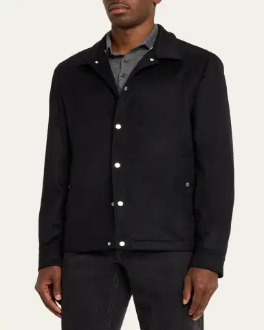Brunello Cucinelli Men's Cashmere Snap-Front Blouson Jacket | Thumbnail 4