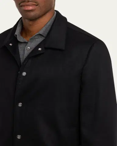 Brunello Cucinelli Men's Cashmere Snap-Front Blouson Jacket | Thumbnail 5