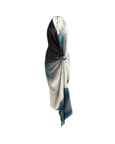 Silvia Tcherassi Abril Plunging Halter Knotted Silk Midi Dress | Thumbnail 1 Silvia Tcherassi Abril Plunging Halter Knotted Silk Midi Dress | Thumbnail 1