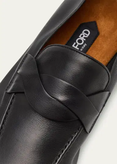 Tom Ford Men's Gigi Leather Twisted-Band Penny Loafers | Thumbnail 5