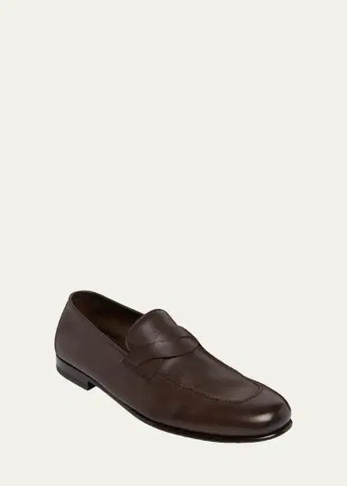 Tom Ford Men's Gigi Leather Twisted-Band Penny Loafers | Thumbnail 9