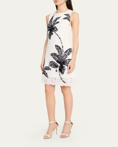 Kobi Halperin Maren Sleeveless Palm Leaf-Print Lace Dress | Thumbnail 4