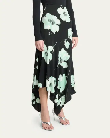 Alaïa Asymmetric Floral-Print Jersey Midi Skirt | Thumbnail 4 Alaïa Asymmetric Floral-Print Jersey Midi Skirt | Thumbnail 4