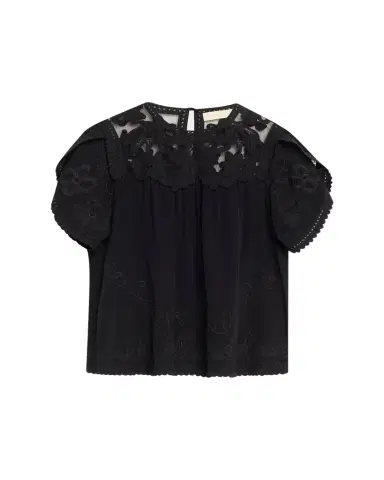 Ulla Johnson Alma Short-Sleeve Lace Silk Top | Thumbnail 1