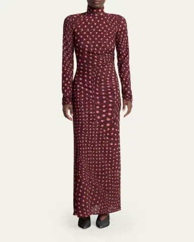 Stella McCartney Turtleneck Polka Dot Mesh Long-Sleeve Maxi Dress | Thumbnail 2 Stella McCartney Turtleneck Polka Dot Mesh Long-Sleeve Maxi Dress | Thumbnail 2