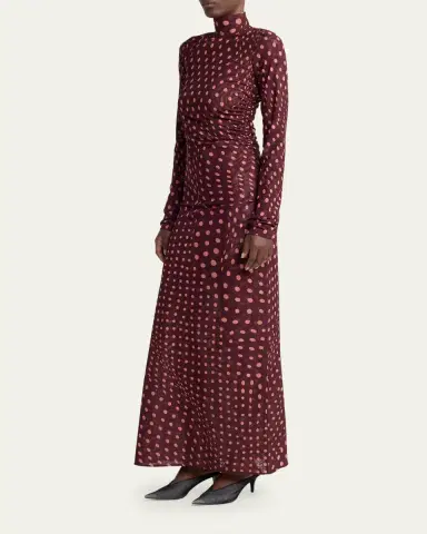 Stella McCartney Turtleneck Polka Dot Mesh Long-Sleeve Maxi Dress | Thumbnail 4 Stella McCartney Turtleneck Polka Dot Mesh Long-Sleeve Maxi Dress | Thumbnail 4
