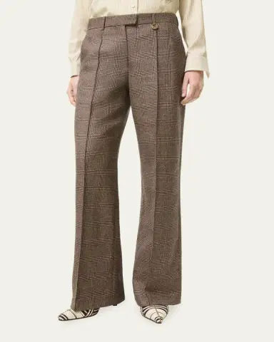 Burberry Rozalyn Check Pintuck Straight-Leg Trousers | Thumbnail 3 Burberry Rozalyn Check Pintuck Straight-Leg Trousers | Thumbnail 3