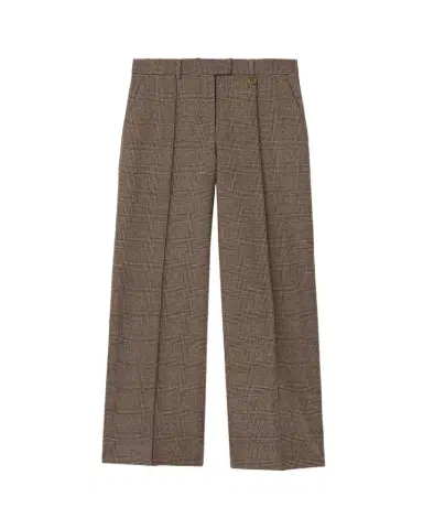 Burberry Rozalyn Check Pintuck Straight-Leg Trousers | Thumbnail 1 Burberry Rozalyn Check Pintuck Straight-Leg Trousers | Thumbnail 1