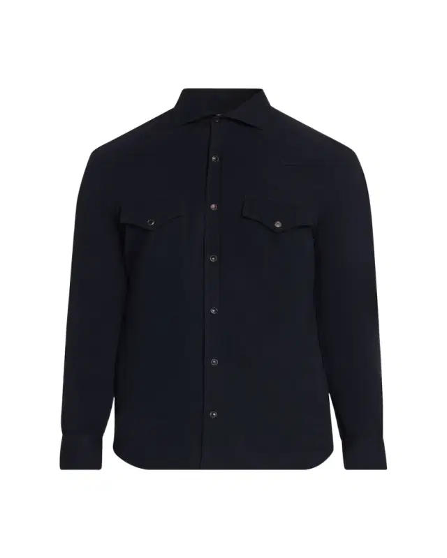 Brunello Cucinelli Men's Cotton Pique Snap-Front Western Shirt