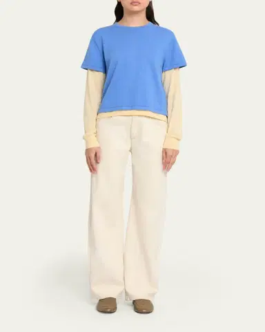 Guest In Residence Layered Cotton-Cashmere Tee | Thumbnail 2