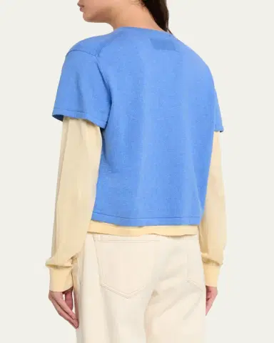 Guest In Residence Layered Cotton-Cashmere Tee | Thumbnail 3