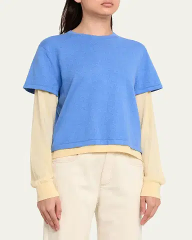 Guest In Residence Layered Cotton-Cashmere Tee | Thumbnail 4